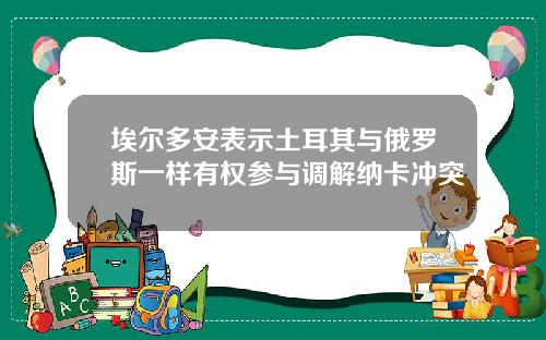 埃尔多安表示土耳其与俄罗斯一样有权参与调解纳卡冲突