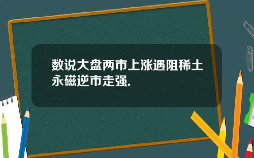 数说大盘两市上涨遇阻稀土永磁逆市走强.