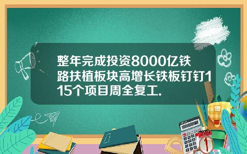 整年完成投资8000亿铁路扶植板块高增长铁板钉钉115个项目周全复工.