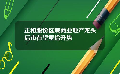 正和股份区域商业地产龙头后市有望重拾升势