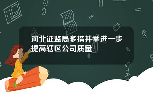 河北证监局多措并举进一步提高辖区公司质量