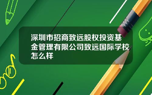 深圳市招商致远股权投资基金管理有限公司致远国际学校怎么样