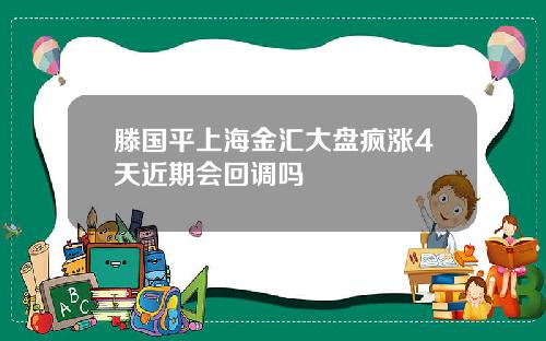 滕国平上海金汇大盘疯涨4天近期会回调吗