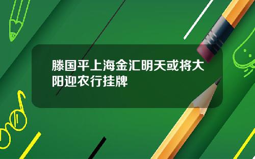 滕国平上海金汇明天或将大阳迎农行挂牌