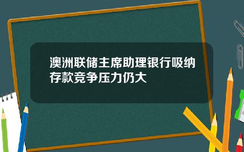 澳洲联储主席助理银行吸纳存款竞争压力仍大