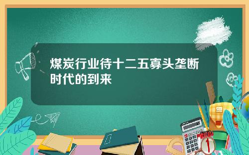 煤炭行业待十二五寡头垄断时代的到来