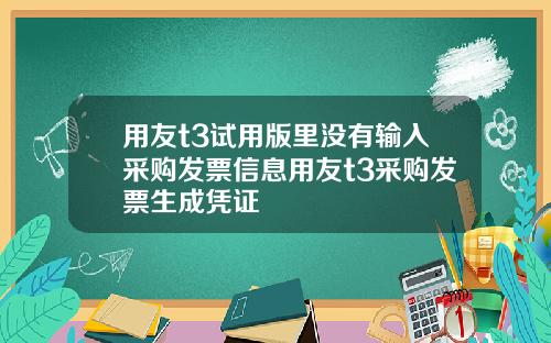 用友t3试用版里没有输入采购发票信息用友t3采购发票生成凭证