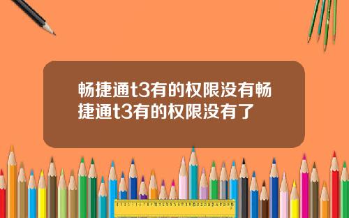 畅捷通t3有的权限没有畅捷通t3有的权限没有了