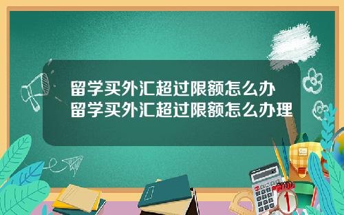 留学买外汇超过限额怎么办留学买外汇超过限额怎么办理