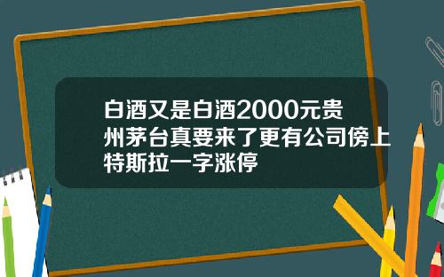 白酒又是白酒2000元贵州茅台真要来了更有公司傍上特斯拉一字涨停