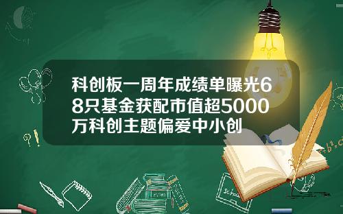 科创板一周年成绩单曝光68只基金获配市值超5000万科创主题偏爱中小创