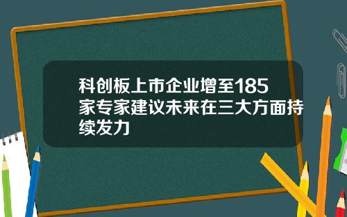 科创板上市企业增至185家专家建议未来在三大方面持续发力