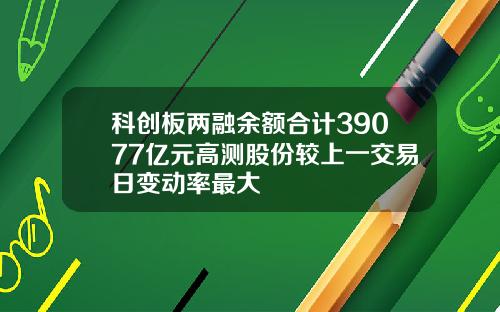 科创板两融余额合计39077亿元高测股份较上一交易日变动率最大