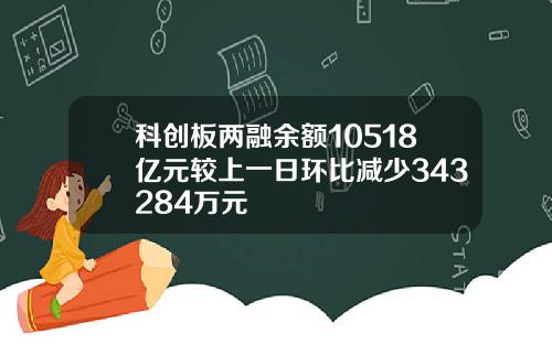 科创板两融余额10518亿元较上一日环比减少343284万元