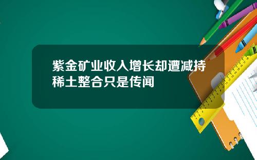 紫金矿业收入增长却遭减持稀土整合只是传闻