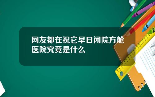 网友都在祝它早日闭院方舱医院究竟是什么