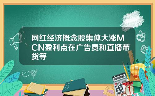 网红经济概念股集体大涨MCN盈利点在广告费和直播带货等