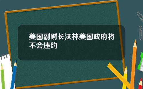 美国副财长沃林美国政府将不会违约