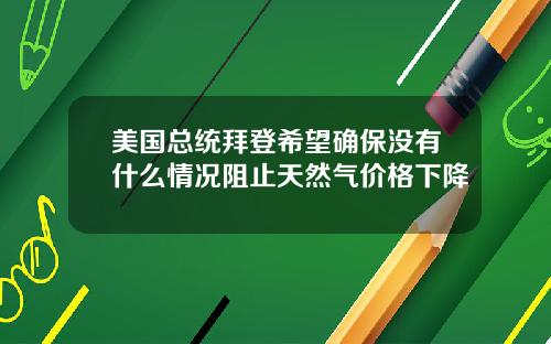 美国总统拜登希望确保没有什么情况阻止天然气价格下降