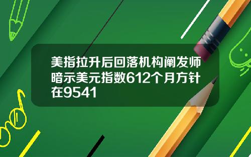 美指拉升后回落机构阐发师暗示美元指数612个月方针在9541