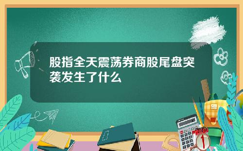 股指全天震荡券商股尾盘突袭发生了什么