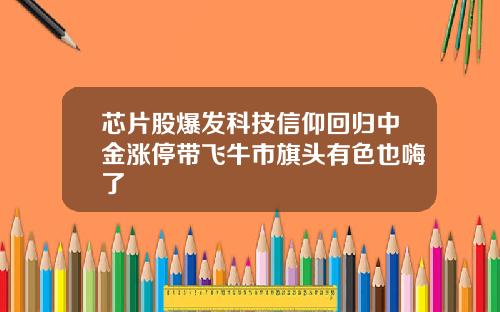 芯片股爆发科技信仰回归中金涨停带飞牛市旗头有色也嗨了