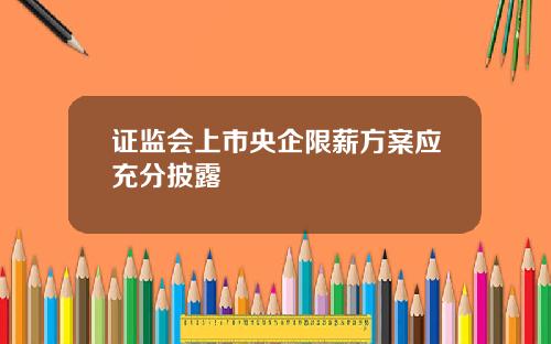 证监会上市央企限薪方案应充分披露