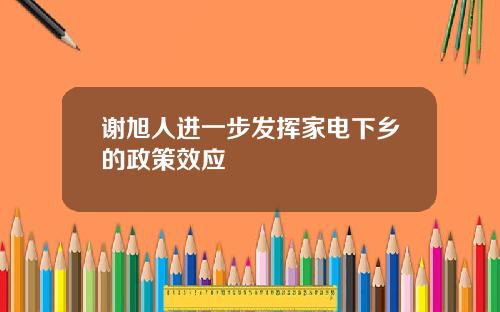 谢旭人进一步发挥家电下乡的政策效应