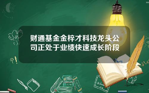 财通基金金梓才科技龙头公司正处于业绩快速成长阶段