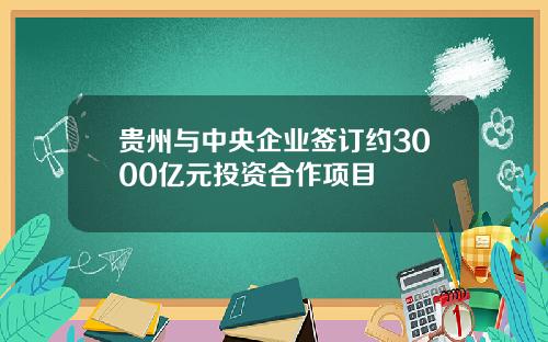 贵州与中央企业签订约3000亿元投资合作项目