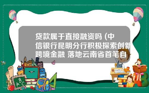 贷款属于直接融资吗 (中信银行昆明分行积极探索创新跨境金融 落地云南省首笔自贸区NRA绿色境外贷款)