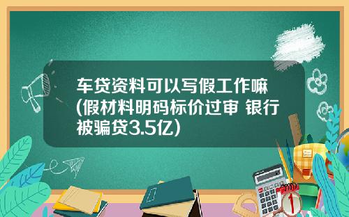 车贷资料可以写假工作嘛 (假材料明码标价过审 银行被骗贷3.5亿)