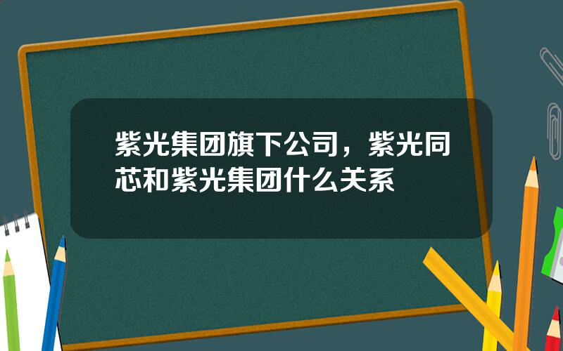 紫光集团旗下公司，紫光同芯和紫光集团什么关系