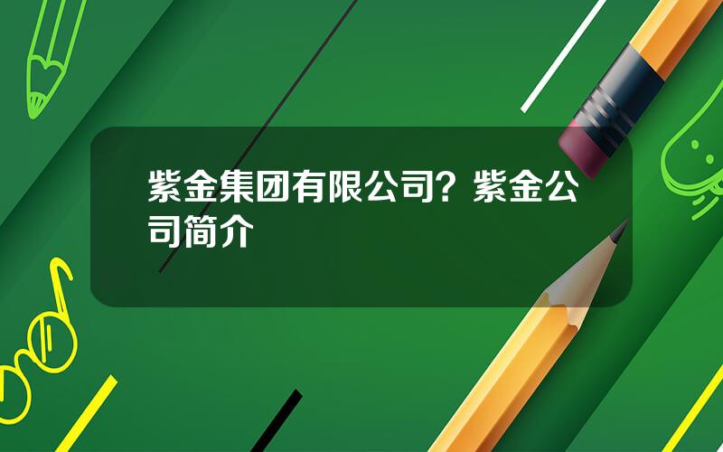 紫金集团有限公司？紫金公司简介