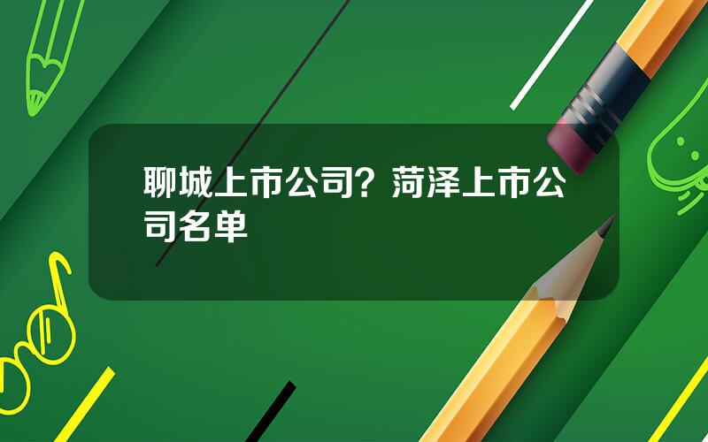 聊城上市公司？菏泽上市公司名单