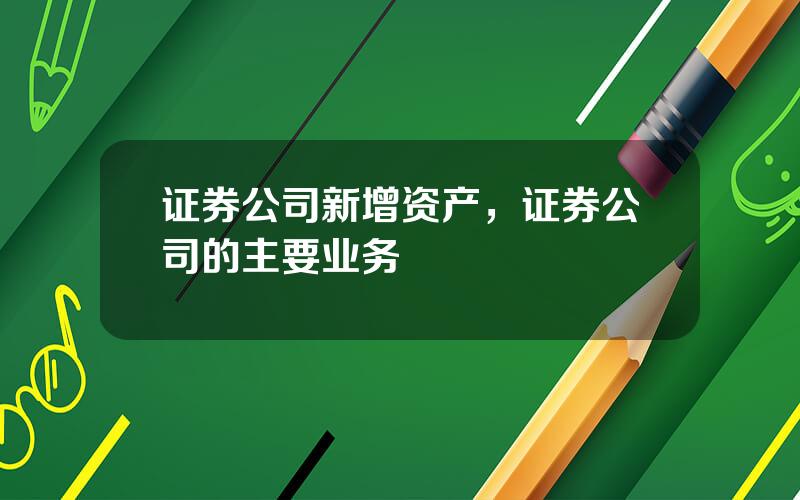 证券公司新增资产，证券公司的主要业务