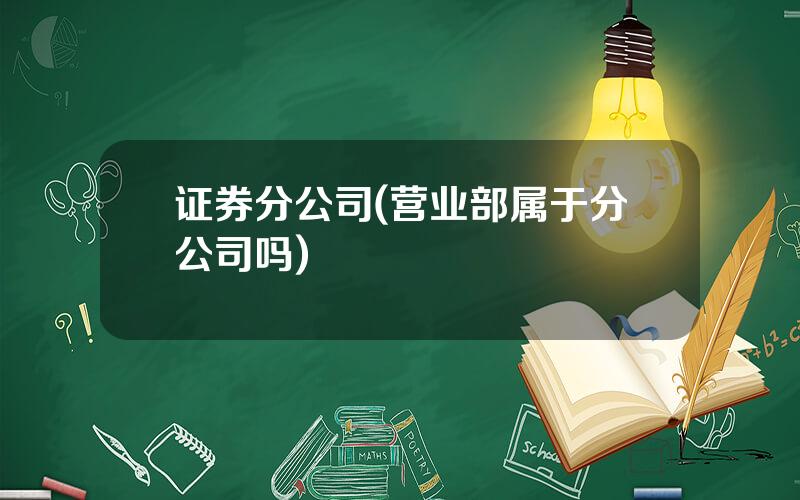 证券分公司(营业部属于分公司吗)