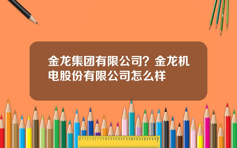 金龙集团有限公司？金龙机电股份有限公司怎么样