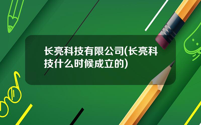 长亮科技有限公司(长亮科技什么时候成立的)